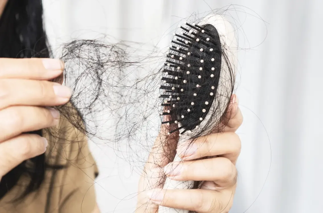 DHTと脱毛因子（DKK1・TGF-β）によるヘアサイクル短縮の仕組みイメージ