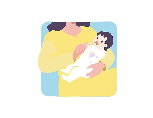 検体採取するこども