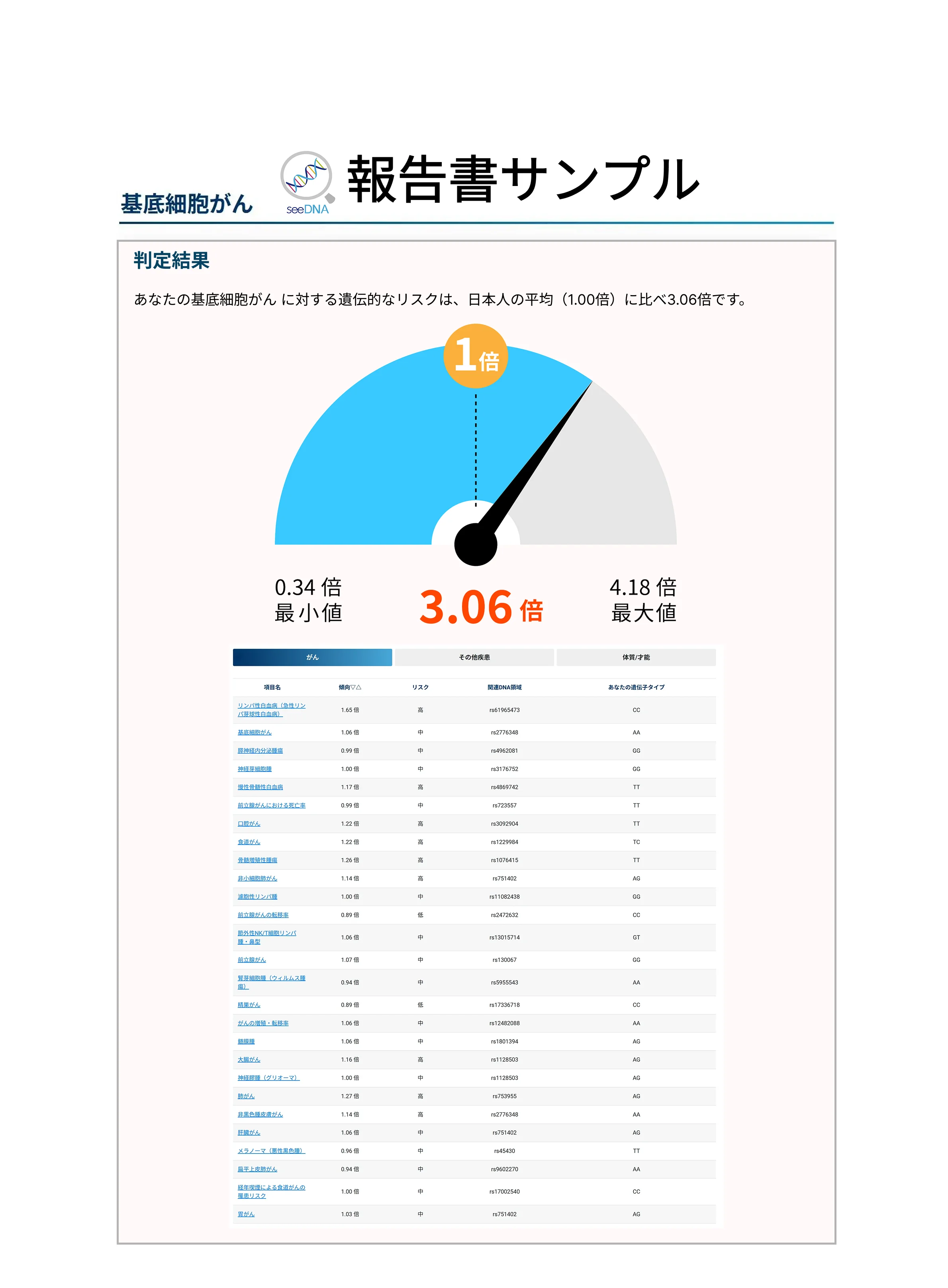 DNAスコアの結果サンプル画像01