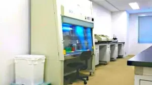 혈장 분리 작업을 진행 중인 seeDNA 연구소 검사원
